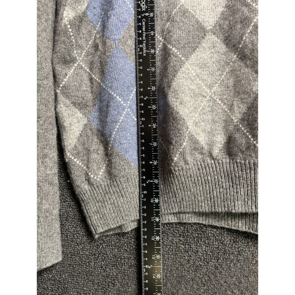 Jos. A. Bank Sweater Mens XL Gray Blue Argyle Lambswool Blend Crewneck Pullove - Picture 5 of 5